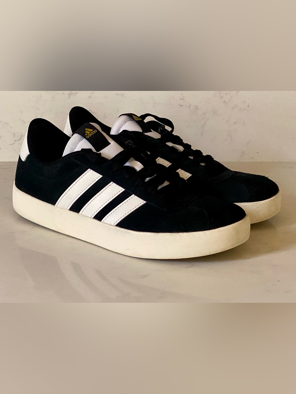 Adidas VL Court 3.0 Black White Suede Leather Low Top Sneakers Shoes Women’s 8